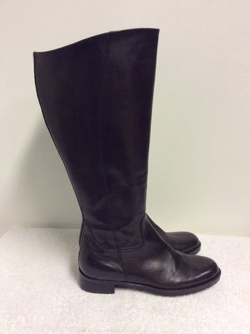 NIC DEAN DARK BROWN LEATHER KNEE LENGTH BOOTS WIDER FIT SIZE 7.5/41