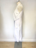 CREA CONCEPT WHITE LINEN & KNIT WAISTCOAT SLEEVELESSMIDI DRESS SIZE 14