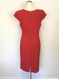 LK BENNETT RED CAP SLEEVE PENCIL DRESS SIZE 14