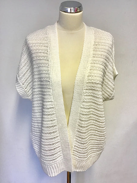 BRAND NEW WHITE COMPANY WHITE OPEN KNIT COTTON CARDIGAN SIZE 12