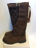 RYDALE BROWN HIGH LEATHER MALHAM BIKER BABE BOOTS SIZE 8/42