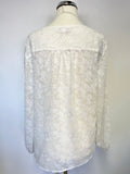 THE WHITE COMPANY OFF WHITE FLORAL EMBROIDERED TUNIC TOP SIZE 8