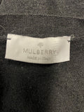 MULBERRY 100% MERINO WOOL BLACK V NECK LONG SLEEVED CARDIGAN  SIZE XS