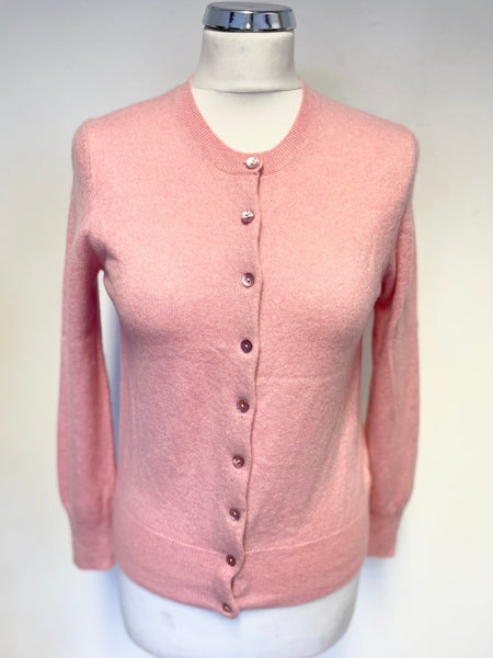 MARKS & SPENCER AUTOGRAPH 100% CASHMERE BUBBLEGUM PINK LONG SLEEVED CARDIGAN SIZE 10