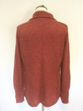 PERUVIAN CONNECTION RED 100% ROYAL ALPACA RED BUTTON NECK LONG SLEEVE JUMPER SIZE L