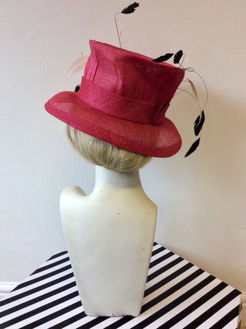 UNBRANDED FUCHSIA PINK FEATHER TRIM FORMAL HAT