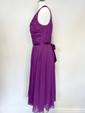 LK BENNETT PURPLE SILK SLEEVELESS FIT & FLARE SPECIAL OCCASION DRESS SIZE 10