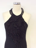 KAREN MILLEN BLACK SILK TIERED FRILL DRESS SIZE 10