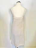 NICOLE FARHI CREAM BRODIERE ANGLAISE SLEEVELESS SHIFT DRESS SIZE 8