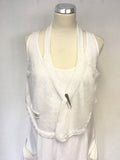 CREA CONCEPT WHITE LINEN & KNIT WAISTCOAT SLEEVELESSMIDI DRESS SIZE 14