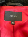 PER UNA BLACK VELVET BUTTON FASTEN FITTED JACKET SIZE 14