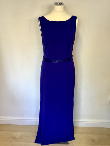 COAST BLUE LOW COWL BACK LONG EVENING DRESS SIZE 14