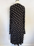 LK BENNETT BLACK & CREAM PRINT STRETCH JERSEY LONG SLEEVE AMAN DRESS SIZE 14