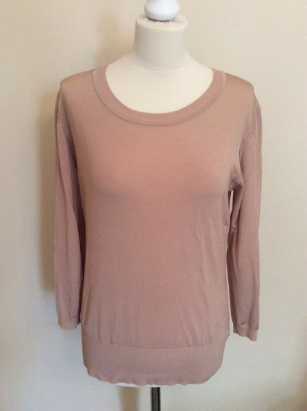 REISS BELLA NUDE BLUSH SILKY FEEL FINE KNIT JUMPER SIZE L