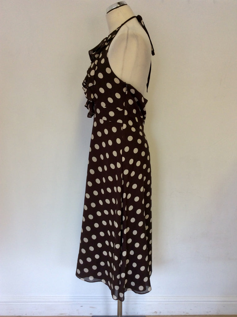 MONSOON BROWN & CREAM SPOT SILK HALTERNECK DRESS SIZE 12 – Whispers ...