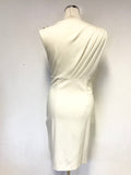 TED BAKER BIRDIE ECRU/ CREAM DRAPED SHOULDER SLEEVELESS PENCIL DRESS SIZE 3 UK 12