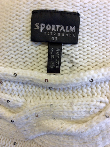 SPORTALM KITZBUHEL WHITE & GREY OVERLAY PRINT JUMPER SIZE 14