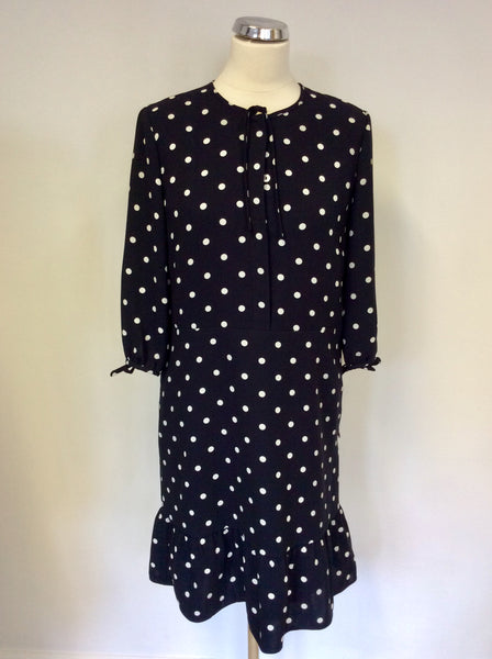 HOBBS BLACK & WHITE SPOT 3/4 LENGTH SLEEVE DRESS SIZE 12