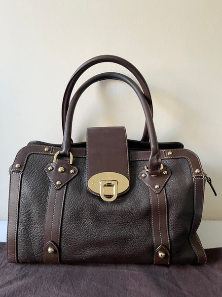 RARE MULBERRY FITZROVIA  DARK BROWN LEATHER TOTE/ SHOULDER BAG