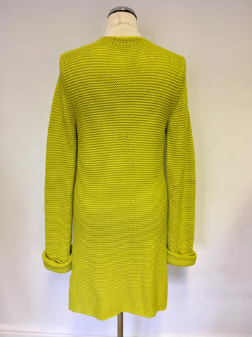 SET LIME GREEN CHUNKY KNIT LONG CARDIGAN SIZE 12