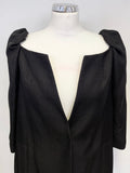 LK BENNETT BLACK COLLARLESS 3/4 PUFF SLEEVE SPECIAL OCCASION COAT SIZE 12