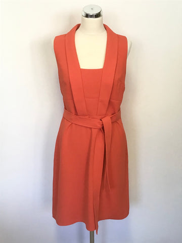 KAREN MILLEN ORANGE SLEEVELESS TIE BELT DRESS SIZE 12