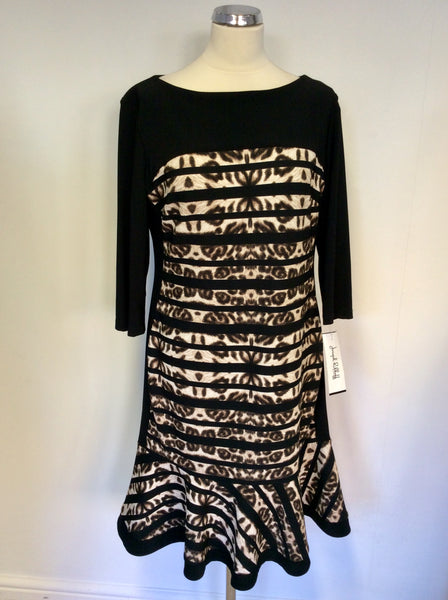 BRAND NEW JOSEPH RIBKOFF BLACK & BROWN LEOPARD PRINT DRESS SIZE 20