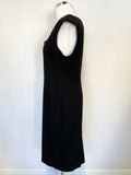 LK BENNETT BLACK SLEEVELESS SQUARE NECKLINE PENCIL DRESS SIZE 16