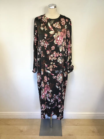 MODERN RARITY FLORAL PRINT LONG SLEEVE CALF LENGTH DRESS SIZE 12