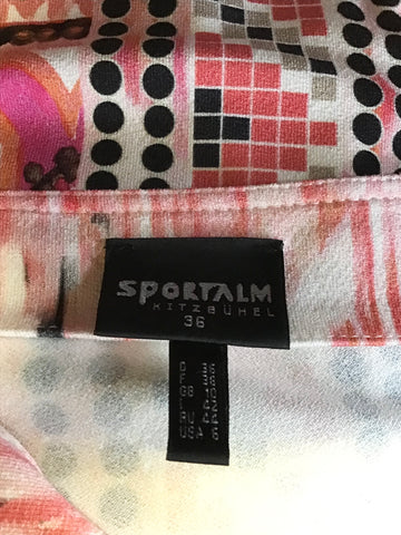 SPORTALM PINK & WHITE PRINT 3/4 SLEEVE STRETCH JERSEY DRESS SIZE 10