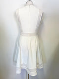 REISS BRITT OFF WHITE EMBROIDERED INLAY FIT & FLARE DRESS SIZE 10