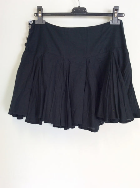 ALL SAINTS BLACK COTTON FLIPPY MICRO MINI SKIRT SIZE M