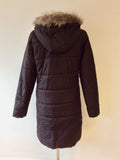 REGATTA BLACK PADDED HOODED KNEE LENGTH COAT SIZE 10