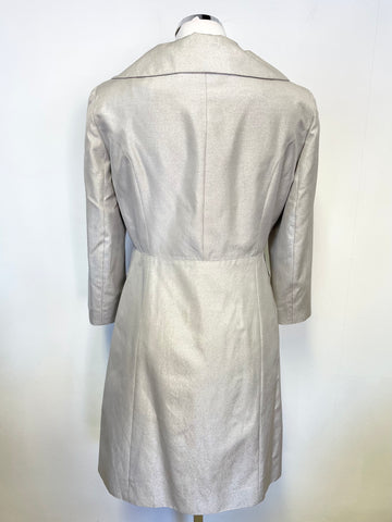 LK BENNETT SILVER METALIC 3/4 SLEEVE METALLIC SPECIAL OCCASION COAT SIZE 10