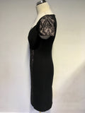 MARKS & SPENCER AUTOGRAPH BLACK LACE & VELVET TRIM SPECIAL OCCASION DRESS SIZE 10