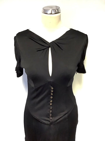 KAREN MILLEN BLACK TWIST TOP SHORT SLEEVE TEA DRESS SIZE 12