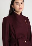 BRAND NEW TED BAKER MAROON WRAP SHORT COAT SIZE 4 UK 14