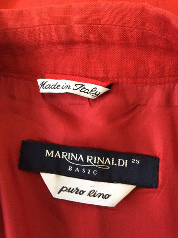 MARINA RINALDI RED LINEN 3/4 SLEEVE JACKET SIZE 25 UK 20