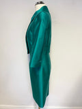 HOBBS KINGFISHER GREEN WOOL & SILK SLEEVELESS PENCIL DRESS & JACKET SUIT SIZE 8