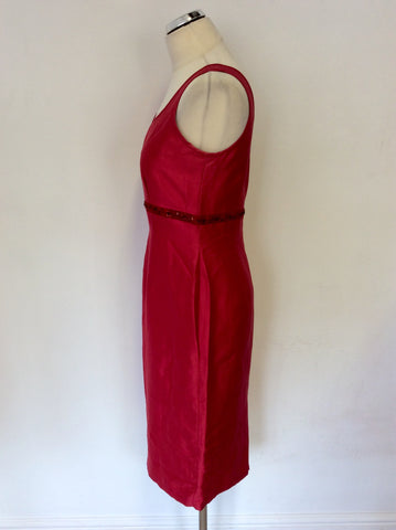 MONSOON FUSCHIA PINK SILK PENCIL DRESS SIZE 12