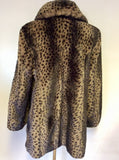 I MADISON BROWN LEOPARD PRINT FAUX FUR COAT SIZE L