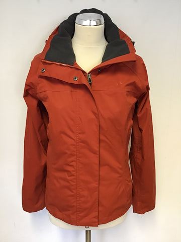 MUSTO BR1 DARK ORANGE CONCEALED HOOD ZIP UP JACKET SIZE 8