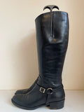 JONES THE BOOTMAKER BLACK LEATHER KNEE LENGTH RIDING BOOTS SIZE 6/39