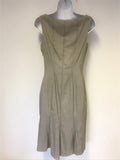 COAST BEIGE WOOL & ORGANZA SILK TOP SLEEVELESS PENCIL DRESS SIZE 8