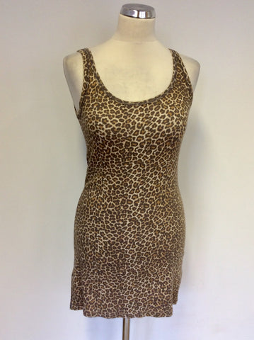 MARCCAIN SPORTS BROWN LEOPARD PRINT VEST TOP SIZE N3 UK 12