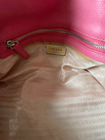 PRADA FLAMINGO PINK LEATHER SHOULDER BAG