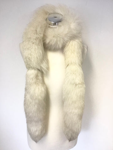 VINTAGE CREAM ARCTIC FOX TAIL LONG SCARF/ STOLE