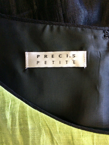 PRÉCIS PETITE GREEN & BLACK LINEN BLEND DRESS SIZE 12