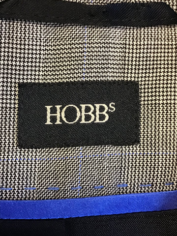 HOBBS GREY PRINCE OF WALES CHECK JACKET & SKIRT SUIT SIZE 10/12