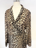 GANNI BROWN LEOPARD PRINT LONG SLEEVE WRAP DRESS SIZE 40 UK 12